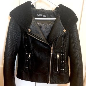 Guess Vegan Leather Jacket - hooded & lined!